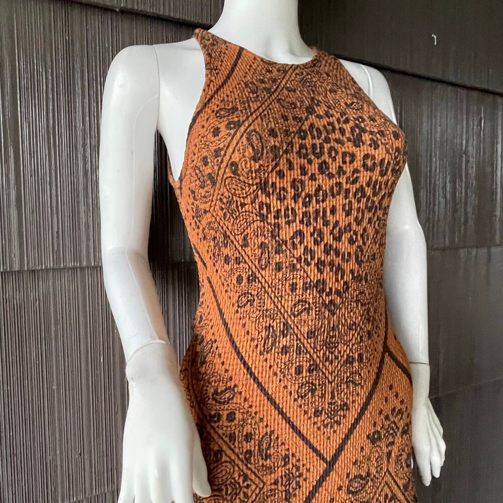 🔥Farm Rio Anthropologie Alyse Knit Leopard Print Bodycon Midi Dress Size M - Picture 7 of 14